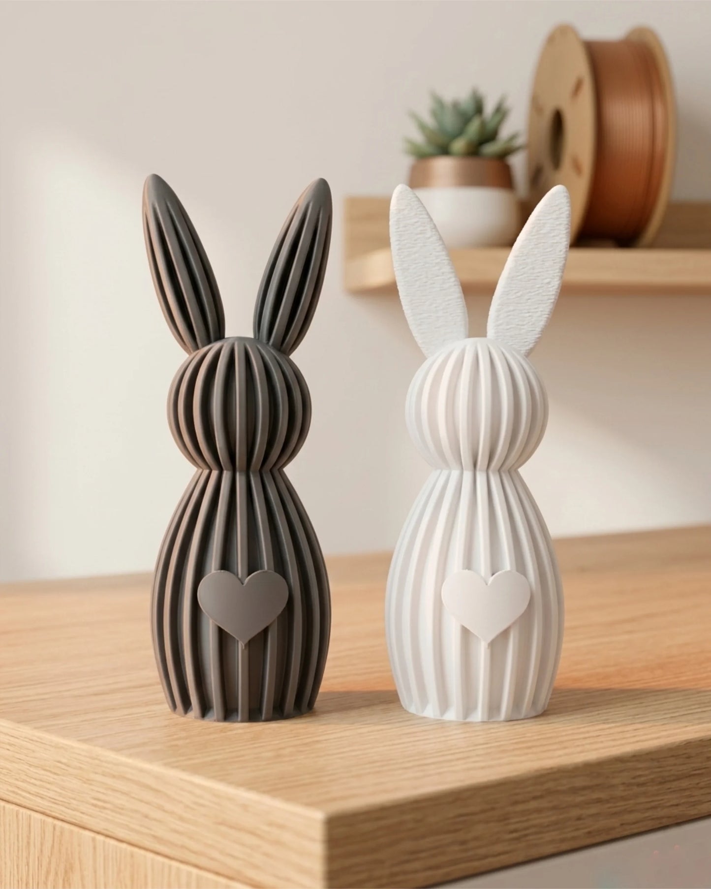 Moderner Deko-Osterhase im Rillen-Design