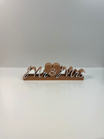 Mr & Mrs Deko Schild – 3D-gedruckte Hochzeitsdeko – Tischdeko Hochzeit – Geschenkidee Brautpaar – moderne PLA Schriftdeko