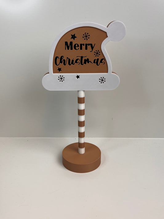 Frohe Weihnachten Weihnachtsmützen-Schild – Multi-Color 3D-Druck | PLA Deko | TCGMasterPrint