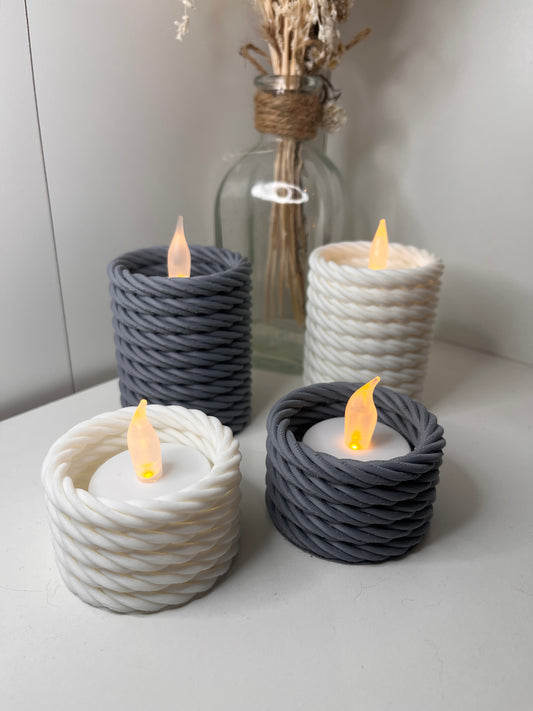 Teelicht-Halter für LED-Teelichter – Seiloptik | 3D-gedruckte Dekoration | OHNE LED-TEELICHT