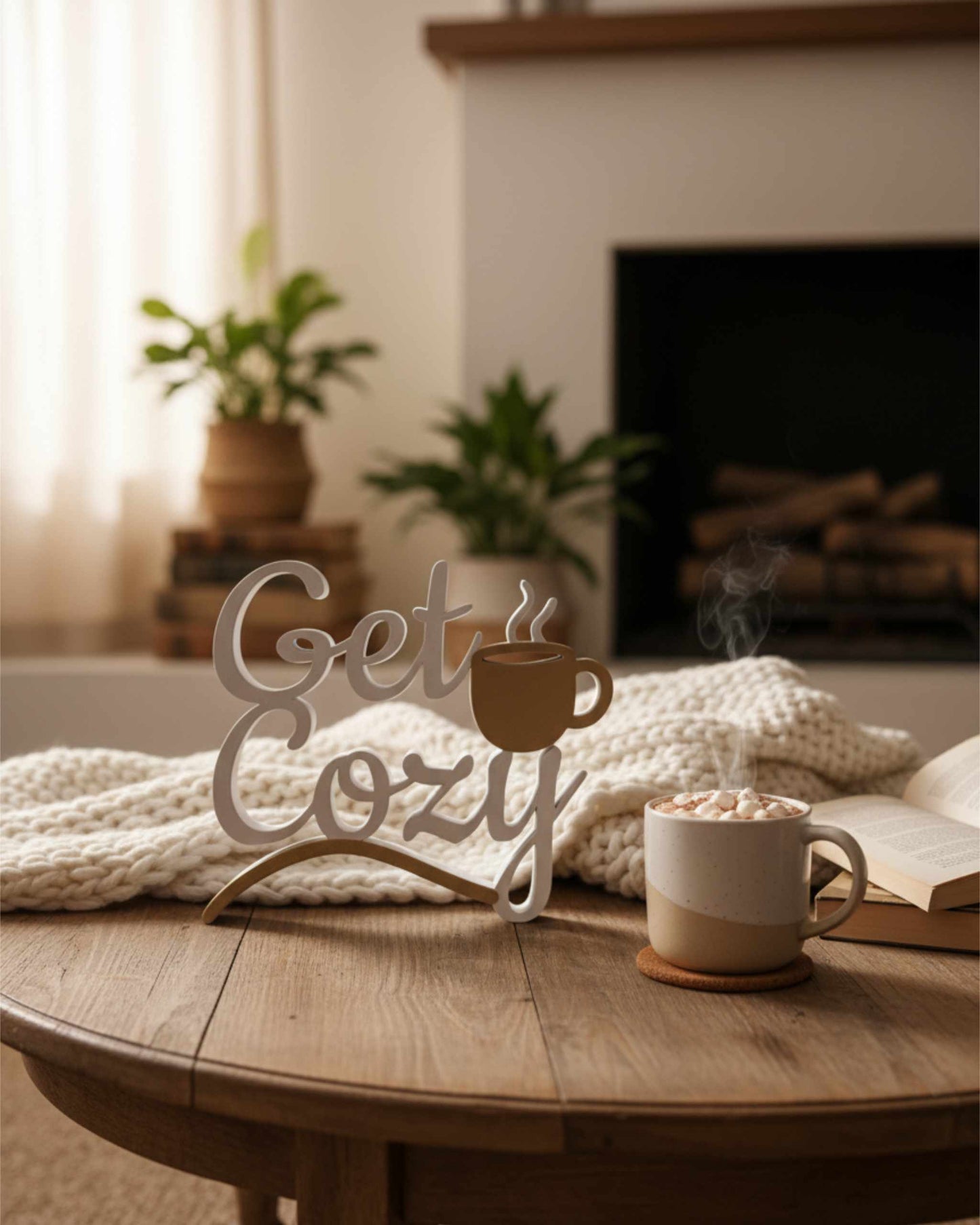 Schild mit Kaffeetasse "Gemütlich machen" – 3D-gedruckte Deko