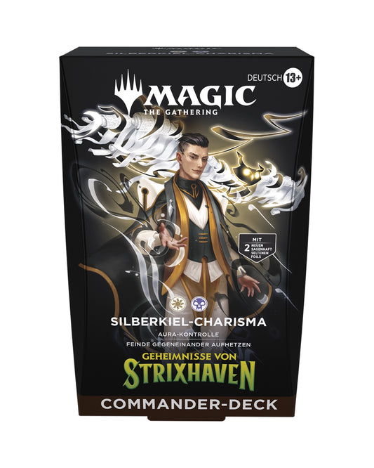 MTG Geheimnisse von Strixhaven Silberkiel Charisma Commander Deck Box