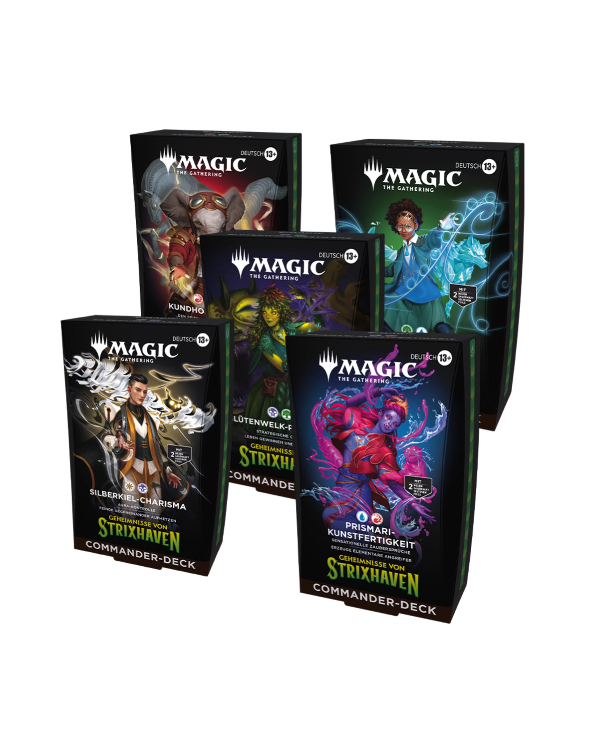 Magic The Gathering Strixhaven 2026 Commander Set Silberkiel Prismari Blütenwelk Kundhort Quandrix