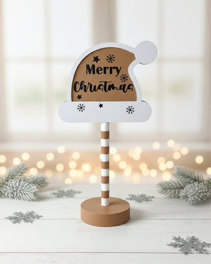 Frohe Weihnachten Weihnachtsmützen-Schild – Multi-Color 3D-Druck | PLA Deko
