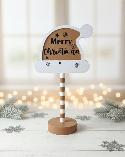 Frohe Weihnachten Weihnachtsmützen-Schild – Multi-Color 3D-Druck | PLA Deko | TCGMasterPrint