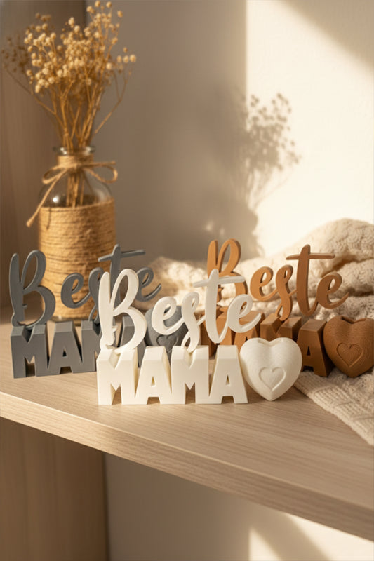 „Beste Mama“ mit Herz – 3D-gedruckte Geschenk- & Dekofigur VASE