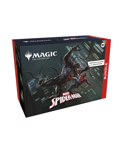 Marvel’s Spider-Man Bundle – linke Seitenansicht des Magic: The Gathering Bundles mit Marvel-Design bei TCGMasterPrint
