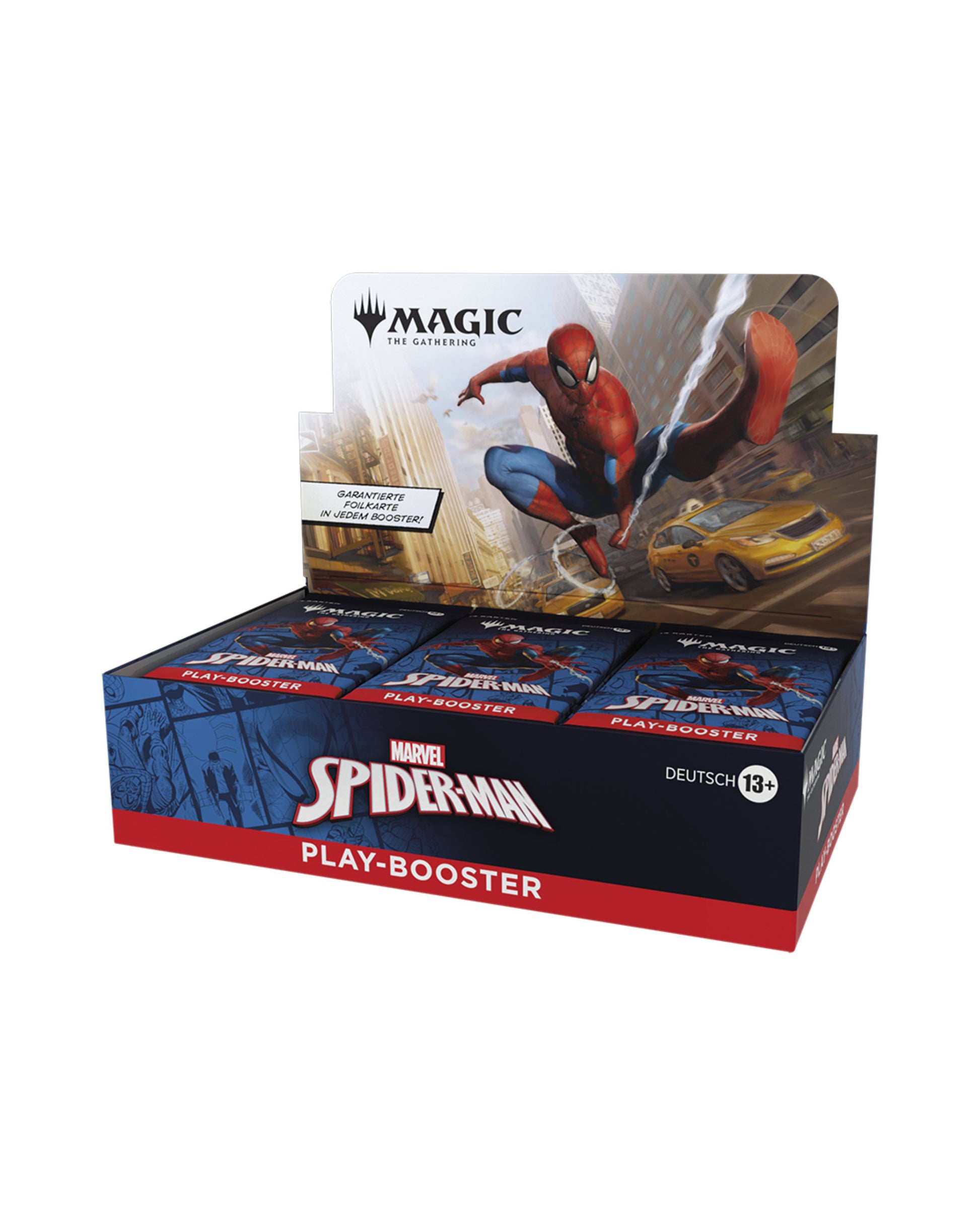 Marvel’s Spider-Man Play-Booster-Display für Magic: The Gathering – offizielles TCG-Set bei TCGMasterPrint-Seitenansicht-rechts