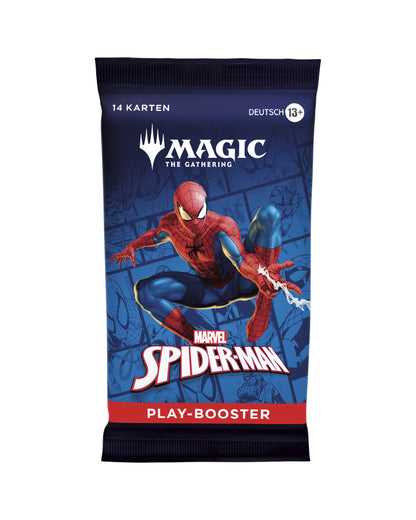 Marvel’s Spider-Man Play-Booster – Vorderansicht des einzelnen Magic: The Gathering Boosters bei TCGMasterPrint
