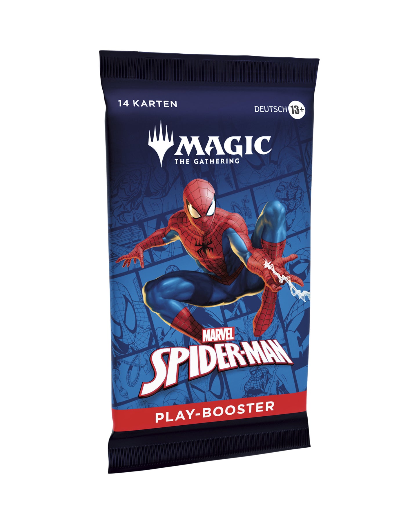 Marvel’s Spider-Man Play-Booster – rechte Seitenansicht des MTG Boosters bei TCGMasterPrint
