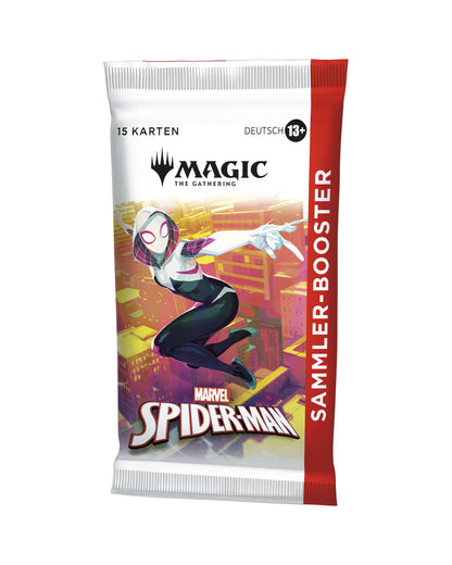 Marvel’s Spider-Man Sammler-Booster – linke Seitenansicht des MTG Collector Boosters bei TCGMasterPrint
